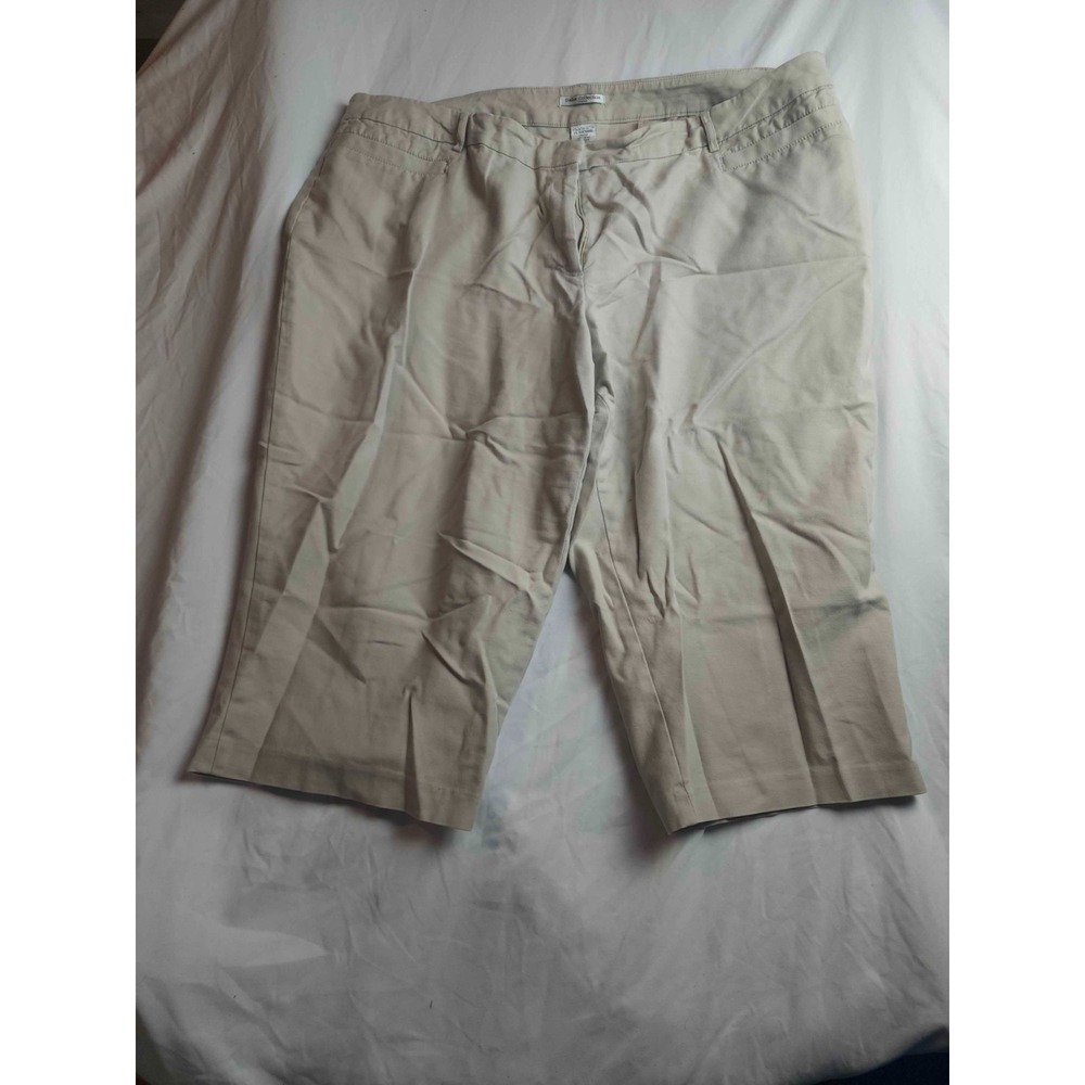 Dalia Collection Pants Womens Size 22W‎ Beige Capris Cropped Flat Front Casual
